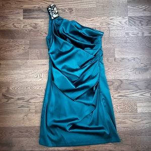 Satin One Shoulder Mini Dress
